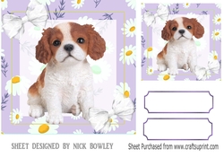 cute puppy with purple daisy frame 7x7 with bows