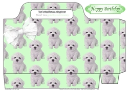 Lovely white Bichon puppy (green) tote gift bag