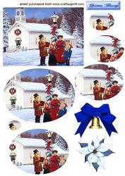 Vintage Christmas Carol Singers in Oval Pyramid