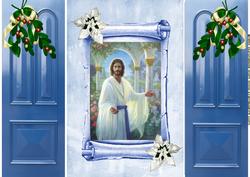 Jesus with Pillars on a Scroll Gatefold