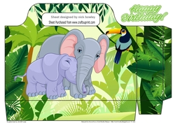 Lovely jungle with bird and cuddle elephants tote gift bag