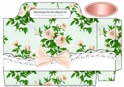 Pretty peach vintage roses with lace and bow tote gift bag