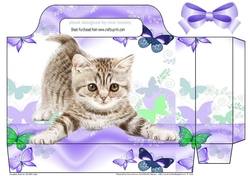 cute kitten with purple butterflies tote gift bag