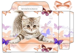 cute kitten with peach butterflies tote gift bag