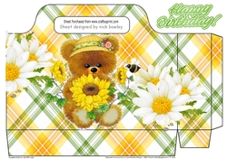 Cute little fuzzy bear with daisies tote gift bag