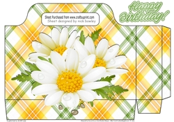 daisies with yellow green tartan tote gift bag