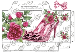 Pretty razzle dazzle pink shoes and roses tote gift bag