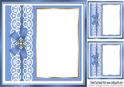 blue with lace and bow with window 8x8 card front frame
