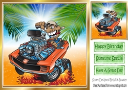 wild driver 1969 muscle car with palm trees 8x8