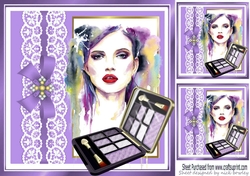 Art  work pretty lady in purple shades with lace/ makeup 8x8