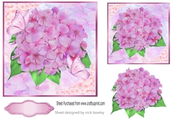 pretty pink hydrangeas with butterflies 7x7 topper