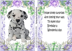 Cute dalmation puppy (one) in flower A5 Topper and insert