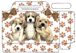 Three cute puppies with brown bows tote gift bag