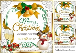 Lovely christmas sentiment gold with snowman topper 8x8