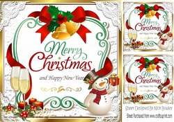 Lovely christmas sentiment red with snowman topper  8x8