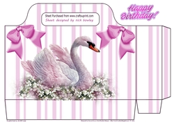 Pretty swan with flowers and stripes tote gift bag