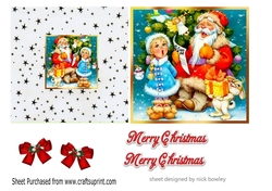 Lovely santa with little girl singing 5X5 quick cut and fold