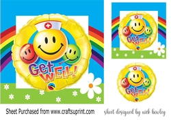 Lovely smilie faces balloons get well with rainbow frame 7x7