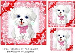 cute puppy with red bows and lace 7x7