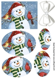 lovely snowman with little birds oval pyramids