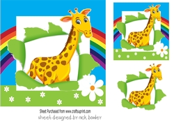 Rainbow frame with giraffe 7x7