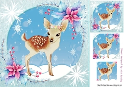 pretty deer in snow card front 8x8