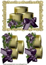 Gold Candels with Purple Bow