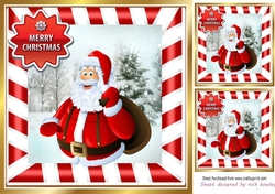 Lovely santa in snow scene in striped 8x8 frame