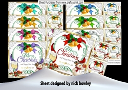 8 Lovely festive script 8x8 card fronts with snowmen/wine mini kit