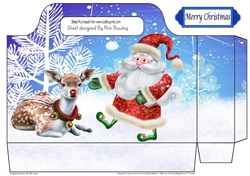 Lovely Santa with Rudolph in christmas tote bag