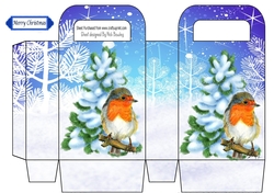  small gift bag bag with christmas tree and robin