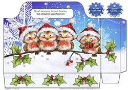 Cute robins in santa hats on a branch tote bag