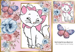 Cute kitten with flowers and butterfly window 8x8