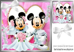 wedding with mickey and minnie with hearts and diamonds 8x8