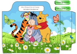 pooh bear and friends hugging  tote gift bag