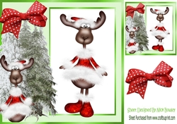 Funny little reindeer in window card front 8x8