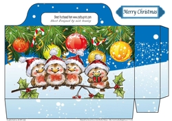 Cute Robins singing with christmas baubles tote gift bag