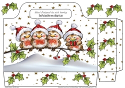 Cute Robins in santa hats singing with gold stars  tote gift bag