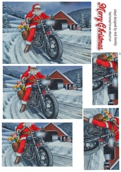 Santa riding a motor bike pyramids
