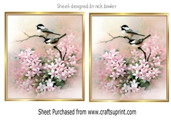 Pretty birds on a branch with pink flowers toppers