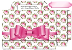 Pretty pink roses with bow tote gift bag