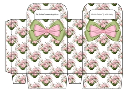 Pretty pink peonies with bow and lace small  gift bag