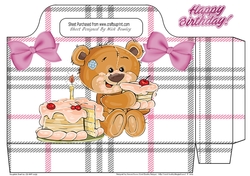 Cute teddy bear with birthday cake pink bows tote bag