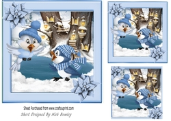 Cute winter birds with snow scene 7x7 card front/topper