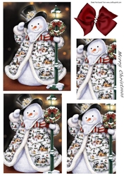Vintage snowman with red bow pyramids