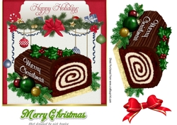 Lovely christmas log with festive baubles 7x7