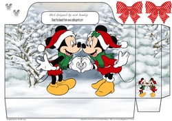 Lovely tote gift bag with mickey/minnie with snow (one)