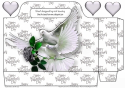 Valentine word gift tote bag with doves & silver hearts