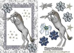 Silver/blues, Pretty Unicorn in Frame