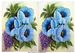 2 Pretty toppers of A5 blue flowers (two)